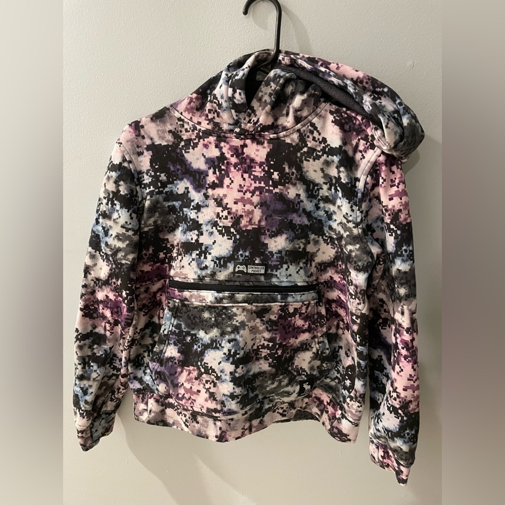 Abercrombie Kids Multicolor Camo gamer hoodie size 13/14